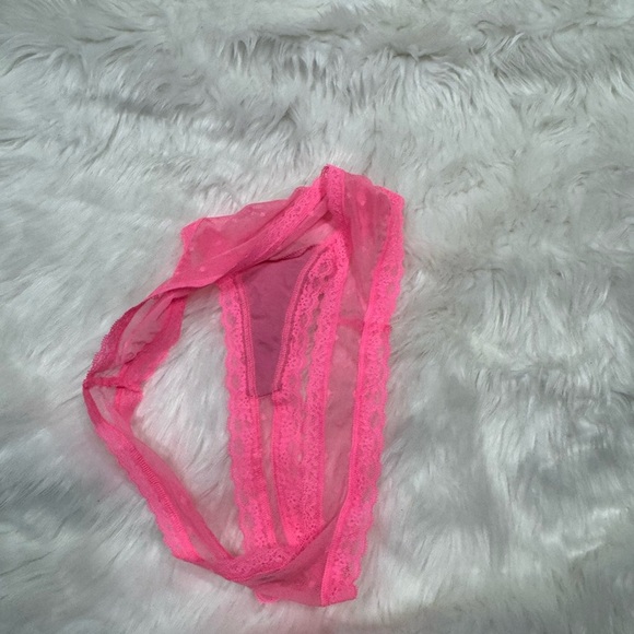 Rare Vintage Victorias Secret Neon Pink Mesh Thong - Picture 6 of 7